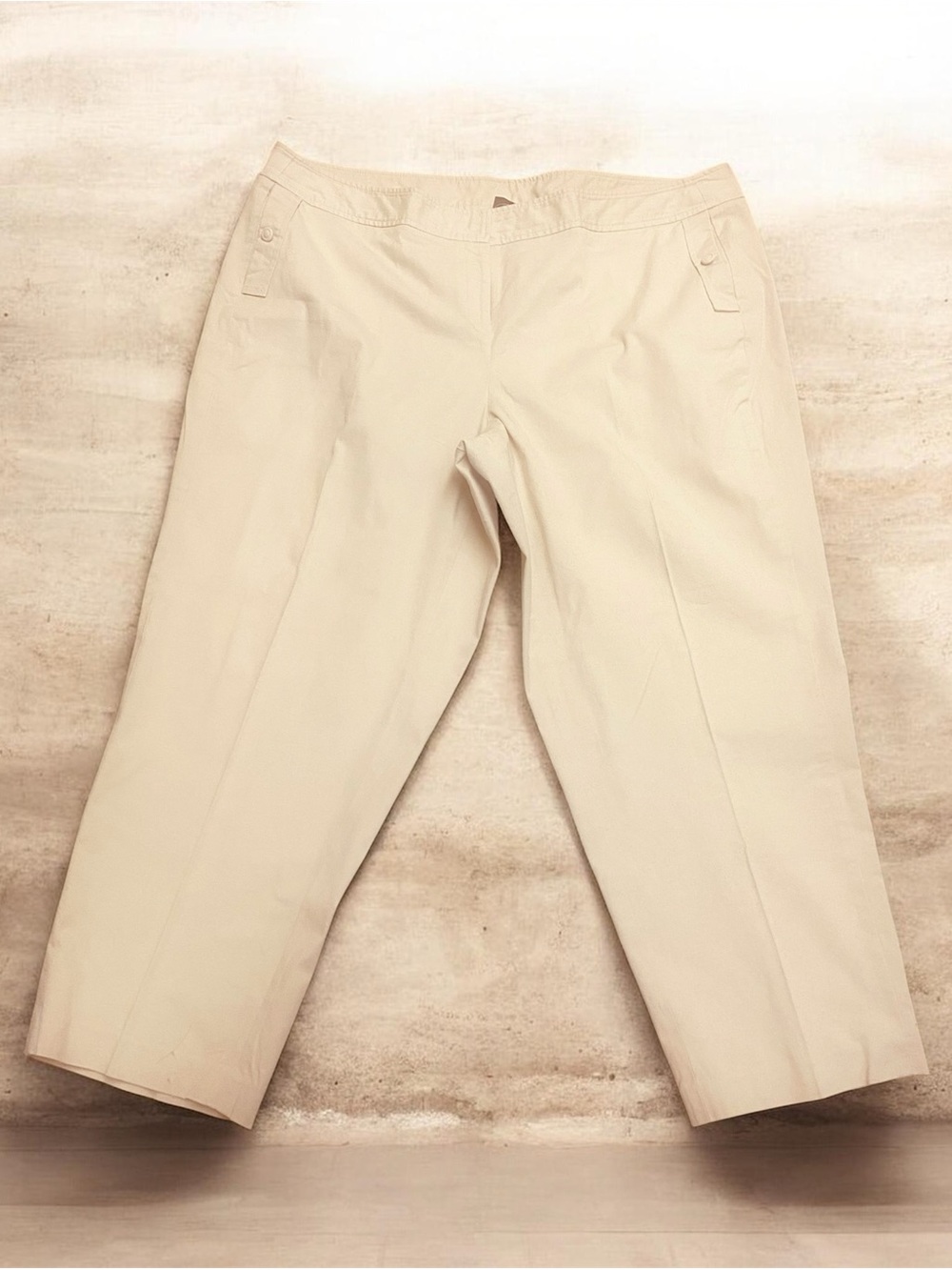 Women's Beige Straight crop Leg Dress Pants